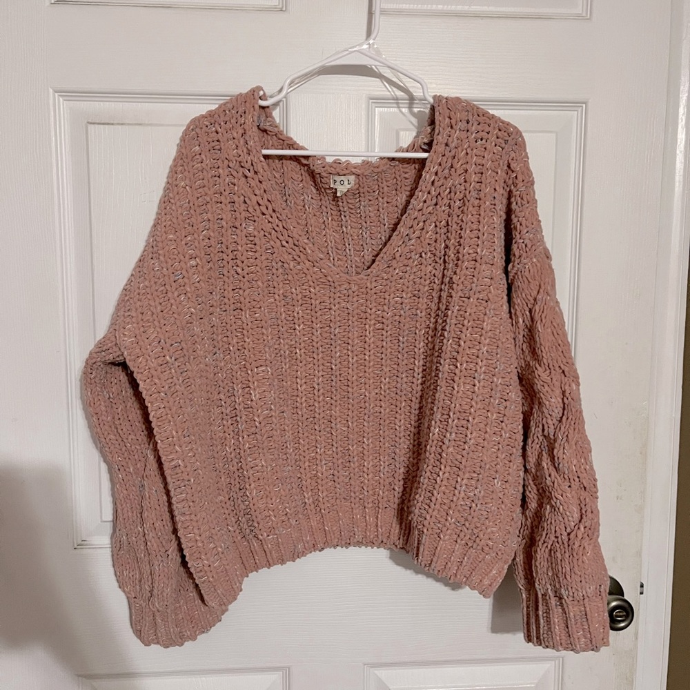 POL | Pink V Neck Sweater - Sz L